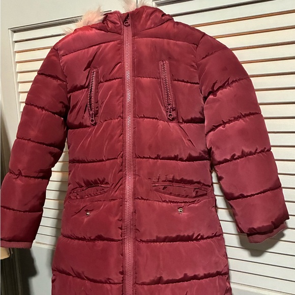 Arctic Squad Burgundy Puffer Coat Kids Size 6 - Picture 2 of 8